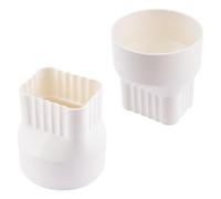 UFURMATE Lot de 2 adaptateurs de drainage de tuyau de descente en PVC de 8,7 x 6,5 cm pour connecter un tuyau de descente carré de 5,1 x 7,6 cm à un égout rond de 10,2 cm et un tuyau de vidange (blanc