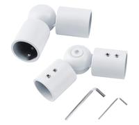UFURMATE Lot de 2 connecteurs d'angle réglables en acier inoxydable robuste à charnière coudée de 90 degrés à 180 degrés pour tringles de 2,5 cm (blanc)