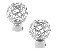 UFURMATE Lot de 2 embouts de tringle à rideaux décoratifs creux en métal - Diamètre intérieur : 25 mm - Argenté