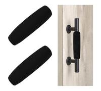 UFURMATE Lot de 2 housses de poignée de porte de grange en néoprène de 14 cm de long pour portes coulissantes de grange faciles à installer avec ruban auto-agrippant (noir)