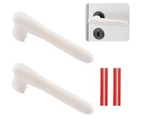 UFURMATE Lot de 2 housses de poignée de porte en silicone beige et blanc avec bande adhésive anti-collision pour leviers de porte carrés plats (type étroit)