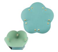 UFURMATE Lot de 2 plateaux de rangement en cuir en forme de fleur pour portefeuilles, montres, clés (bleu/vert/vert)