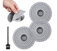 UFURMATE Lot de 3 attrape-cheveux pliables en silicone anti-obstruction pour baignoire et lavabo de salle de bain