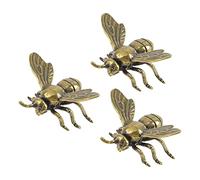 UFURMATE Lot de 3 mini sculptures abeilles dorées en laiton vintage pour décoration de bureau