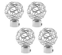 UFURMATE Lot de 4 embouts de tringle à rideaux décoratifs creux en métal pour tringles de 25 mm de diamètre (argenté)
