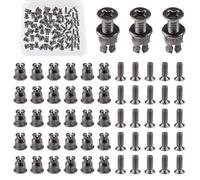 UFURMATE Lot de 50 chevilles de charnière de porte d'armoire en métal et vis d'extension pré-insérées pour charnières d'armoire (noir)