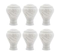 UFURMATE Lot de 6 embouts de rideaux décoratifs en plastique blanc pour tringles à rideaux de 28 mm de diamètre (motif lotus)