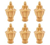 UFURMATE Lot de 6 embouts de rideaux en plastique à motif bois jaune - Embouts décoratifs pour tringle à rideaux de fenêtre - Convient aux tringles de 28 mm de diamètre (forme de trophée)