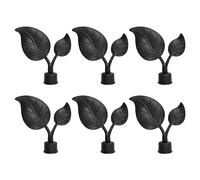 UFURMATE Lot de 6 embouts de rideaux en plastique noir pour tringle à rideaux - Pour tringle de 21 à 22 mm de diamètre (forme de feuille)