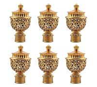 UFURMATE Lot de 6 embouts de tringle à rideaux en plastique doré rétro pour décoration de fenêtre de maison (lanterne creuse)