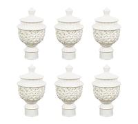 UFURMATE Lot de 6 embouts décoratifs en plastique pour tringle à rideaux de 28 mm de diamètre (lanterne creuse blanche)