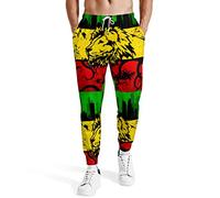 Ufuson Lion Jamaica Reggae Pantalon de survêtement doux pour homme avec 2 poches latérales, blanc, 27-32