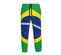 Ufuson Marylands Pantalon de survêtement abstrait noir pour homme avec cordon de serrage, Drapeau du Brésil, 31-35