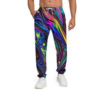 Ufuson Pantalon de jogging pour homme avec imprimé 3D, pantalon de sport avec 2 poches latérales, Néon-10, 31-35