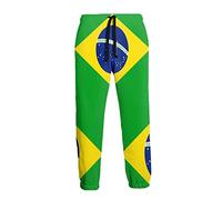 Ufuson Pantalon de survêtement drapeau du Brésil pour homme Pantalon de jogging imprimé avec cordon de serrage, blanc, 36-41