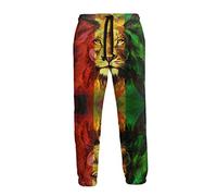 Ufuson Pantalon de survêtement Rasta rétro avec lion jamaïcain pour hommes - Pantalon imprimé - Joggers avec cordon de serrage - Pantalon de sport, blanc, L