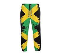 Ufuson Rasta Pantalon de survêtement rétro lion jamaïcain pour homme avec cordon de serrage, Drapeaux de la Jamaïque, 34-37