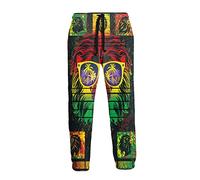 Ufuson Rasta Pantalon de survêtement rétro motif lion jamaïcain pour homme avec cordon de serrage, blanc, 34-37