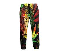 Ufuson Reggae RastaJamaica LionWeed Pantalon de jogging pour homme avec cordon de serrage, blanc, 36-41