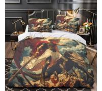 UFVZBNFAN Angel Warrior Parure de Lit 3D Imprimée Microfibre Hypoallergique 3 Pièces Taie Super Douce Fantasy Linge de Lit Respirante Hypoallergique for Couple Amoureux Super King（260x220cm）