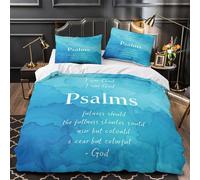 UFVZBNFAN Bible Verse Linge de Lit Microfibre Hypoallergique 3D Imprimée 3 Pièces 2 Taies Douce Christian Inspirational Ensemble De Literie Ultra Douce Résistante for Fille King（220x240cm）
