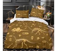 UFVZBNFAN Dinosaur Bones Ensemble Lit 3D Microfibre Hypo 3Pcs 2 Taies Douce Prehistoric Fossil Parure Lit Confortable Entretien Fac Enfants Garçons Filles Single(140x200)