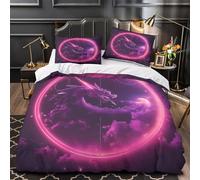 UFVZBNFAN Dragon Fantasy Parure de Lit 3D Effet Microfibre 3 Pièces Éclair Ultra Douce Neon Cosmic Ensemble De Literie Hypoallergique Résistante for Adulte Enfants Filles Double（200x200cm）