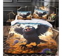 UFVZBNFAN Funny Crow Flying Housse de Couette 3D Effet Microfibre 3 Pièces Éclair Ultra Douce Coon Autumn Parure de Lit Super Douce Entretien Facile for Adolescent Super King（260x220cm）