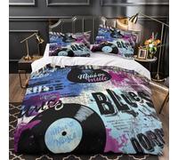 UFVZBNFAN Guitar Parure de Lit Microfibre Résistante 3D Effet 3 Pièces Taie Ultra Douce Blues Music Poster Housse de Couette Confortable Entretien Facile for Garçons Filles Super King（260x220cm）