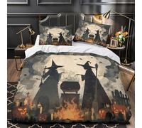 UFVZBNFAN Halloween Witches Parure de Lit 3D Imprimée Microfibre Résistante 3 Pièces Éclair Douce Spooky Night Ensemble De Literie Hypoallergique Entretien Facile for Enfant Double（200x200cm）