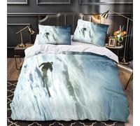 UFVZBNFAN Skiing Adventure Housse de Couette 3D Effet Microfibre 3 Pièces 2 Taies Super Douce Extreme Montagne Ensemble De Literie Ultra Douce Résistante for Hommes Enfants Super King（260x220cm）