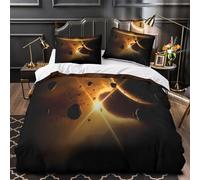 UFVZBNFAN Space Debris Parure de Lit 3D Effet Microfibre 3 Pièces 2xTaies Super Douce Cosmic Asteroid Field Linge de Lit Confortable Résistante for Femmes Super King（260x220cm）