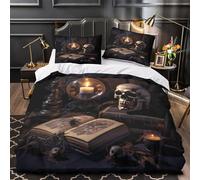 UFVZBNFAN Vintage Clock Ensemble Lit 3D Microfibre Hypo 3Pcs 2xTaies Douce Gothic Horror Housse Couette Douce Résistante Enfants Garçons Filles Double(200x200)