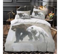 UFVZBNFAN Wild Ours and Loup Linge de Lit Microfibre Résistante 3D Effet 3 Pièces 2xTaies Super Douce Natural Wildlife Peinture Parure de Lit Hypoallergique Résistante for Fille Single（135x200cm）
