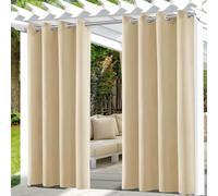 UFYTT Rideaux d'extérieur Imperméables,Lot de 2 Rideau pour Pergola à Oeillets en Haut,Rideau Occultant Exterieur,Rideau Exterieur Terrasse pour Intérieur Extérieur 132x215cm,Beige