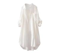 UFZKOOEP Chemises boutonnées à Manches Longues pour Femmes, Hauts de Chemisiers décontractés en Coton et Lin, Hauts Cardigan surdimensionnés à Coupe Ample et Douce (White,L)