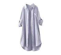 UFZKOOEP Chemises boutonnées à Manches Longues pour Femmes, Hauts de Chemisiers décontractés en Coton et Lin, Hauts Cardigan surdimensionnés à Coupe Ample et Douce (Blue,M)