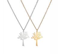 UFZKOOEP Collier d'arbre sans Feuilles, Collier Pendentif Arbre généalogique de Vie, Collier Pendentif Arbre sans Feuilles en Acier Inoxydable, Cadeau de Bijoux pour Femmes Filles (2pcs)