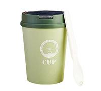 ug muesli à emporter, mug muesli pratique de 500 ml avec cuillère, récipient alimentaire portable pour flocons d'avoine, yaourt, muesli, mug à yaourt étanche pour le travail, l'école, la ga Vert