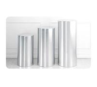 UGCER Housses de Support de piédestal de Cylindre de fête, Housses en Tissu élastique Bronzant en élasthanne pour Accessoires de Mariage, babyshower, décor d'événement,Argent,Large(Set of 3)