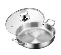 UGCER Poêle à Paella antiadhésive en Acier Inoxydable 316 avec Couvercle, Compatible Induction, pour cuisinière à gaz et plaques de Cuisson électriques,36cm