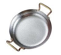 UGCER Poêle à Paella espagnole, poêle à Double Oreilles en Acier Inoxydable, ustensiles de Cuisine antiadhésifs pour la Maison ou Le Restaurant,Argent,24cm