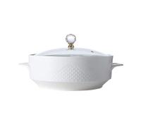 UGCER Soupière en céramique avec Couvercle et louche, Bol de Service créatif à Double poignées, Vaisselle élégante pour soupes, ragoûts,1600ML