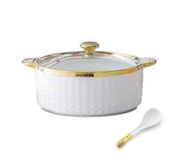 UGCER Soupière en céramique avec louche à Soupe, Bol de Service à Double poignées, Bol à Soupe allant au Micro-Ondes pour la Cuisine de la Maison du Restaurant,A