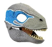 UGDOUS Masque de dinosaure à mâchoire mobile en latex naturel for Halloween, Cosplay, masque de dinosaure raptor(Black Black A)