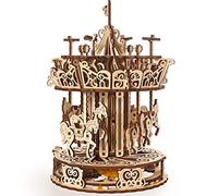 UGEARS Carrousel Puzzle 3D pour Adultes - Kit de Construction en Bois Rotatif - Facile à Assembler - Puzzle 3D mécanique en Bois à Construire - Superbe Cadeau et décoration intérieure