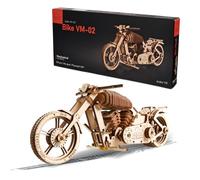 UGEARS Moto en Bois à Construire - Kit de Bricolage - Miniature Mécanisée Fonctionnante - Moteur à Elastique et Grande Roue Arrière - Idée Cadeau pour Motards (Moto VM-02)