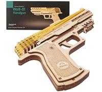 UGEARS Pistolet Wolf-01 en Bois à Assembler Model 2018 - Pistolet à Construire avec Elastiques - Model Mécanique pour Enfants et Adultes - Puzzle avec 62 Pieces à Assembler