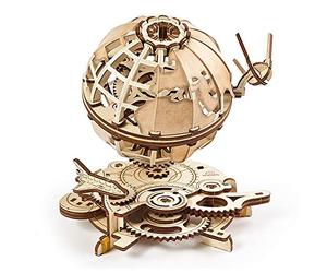 UGEARS Puzzle 3D en Bois - Puzzle Adulte - Modèle de Globe terrestre 3D | Rotatif, Kit de Construction mécanique en Bois, Globe interactif avec Navette et Spoutnik, Casse Tete