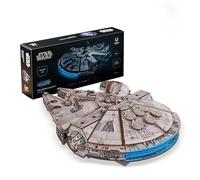UGEARS Star Wars™ Millennium Falcon, Faucon Millenium Puzzle 3D en Bois | Maquette à monter - 1 235 pièces - LED hyperdrive - Vaisseau mécanique - Train d’atterrissage - Cadeau pour fan